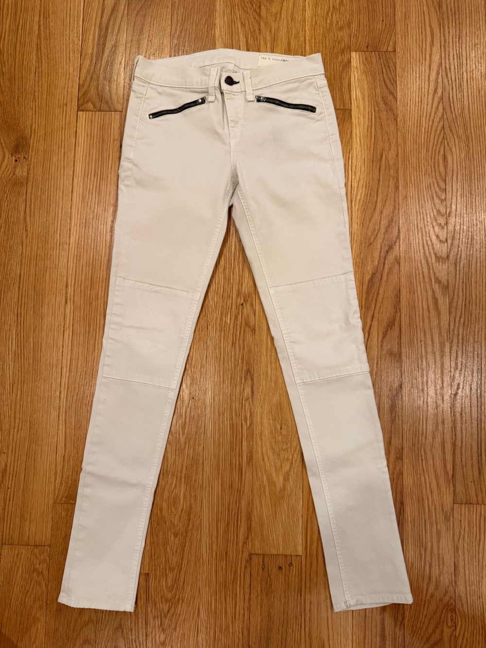 Rag & Bone Cream Light Weight Denim Pants with Knee Patches Perfect Condition!